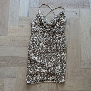 Fashion Nova Gold Sequin Dress - NWOT